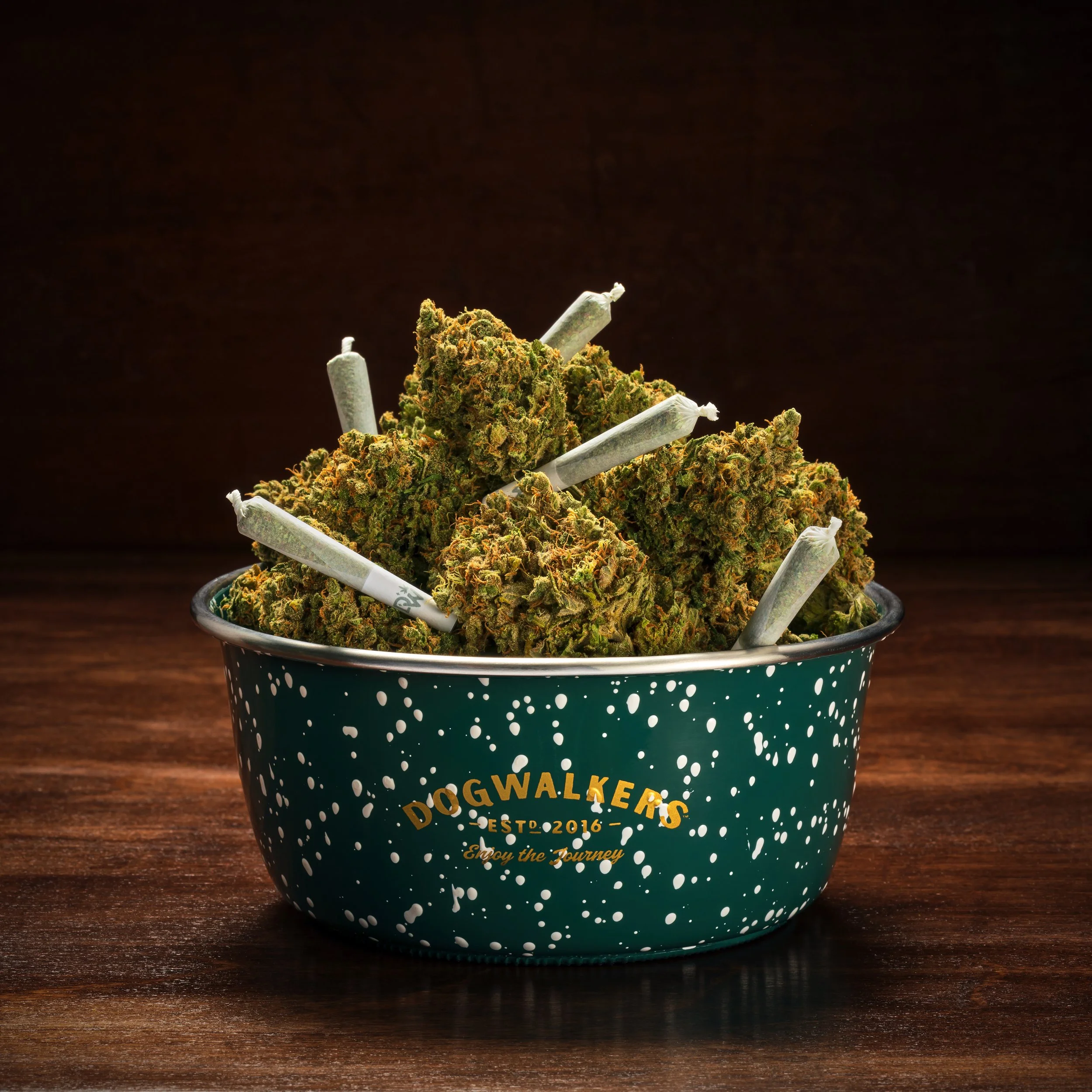 Dogwalkers flatlay with bowl