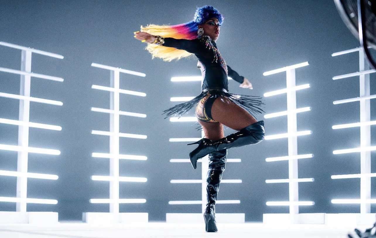 Dancer in motion on set