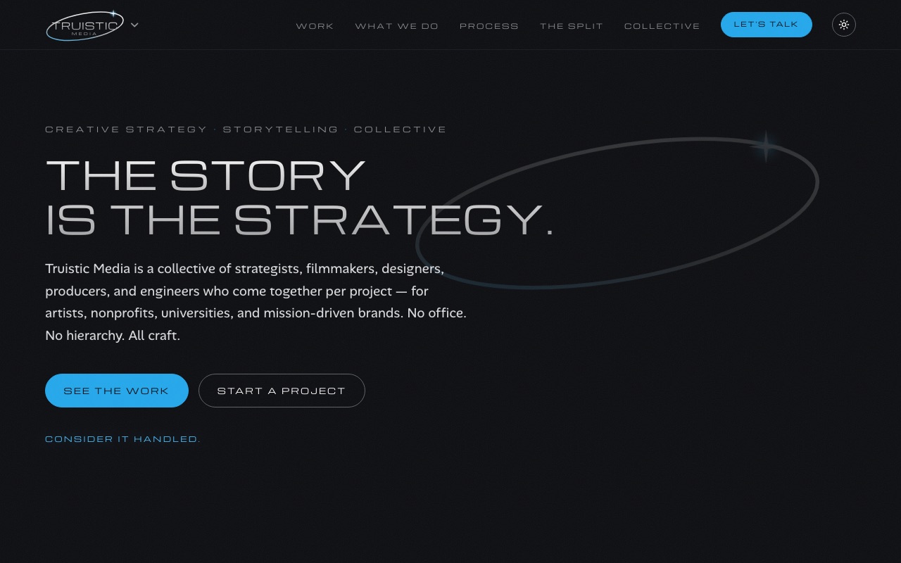 The Truistic Media homepage — the page you are reading right now